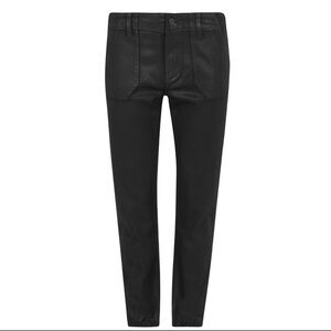 PAIGE Mayslie Straight Ankle Pants Jeans Womens Size 29 Black Fog Luxe Coated
